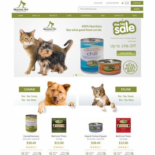 Homepage Design for Ecommerce Business - Pet Products Store