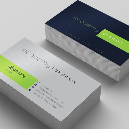 modern, simple, fresh and professional Business Card for Academy of Brain.