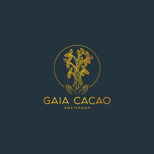 Modern line art tree concept for Gaia Cacao