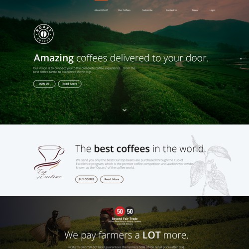 Design website for new global coffee company "Roast.com"