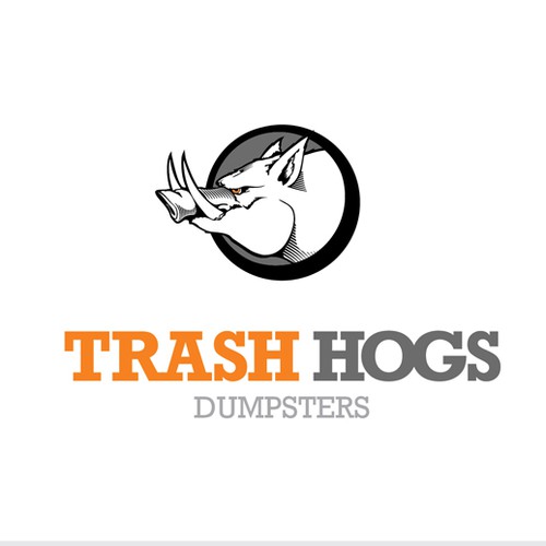 Create a fun design for a Roll-Off Dumpster business called Trash Hogs.